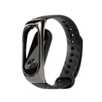 Dây silicone vân carbon mặt kim loại Mi Band 2