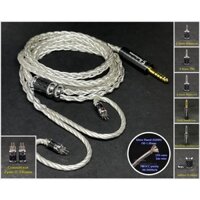 Dây tai nghe đồng mạ bạc 7NOCC Litz 23AWG 1.25mm tết 8 - Connector 2pin 0.78mm
