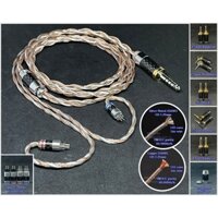 Dây tai nghe Hybrid đồng đơn tinh thể và đồng mạ bạc 7NOCC Litz 23AWG đường kính 1.25mm tết 4 - Connetor 2pin 0.78mm