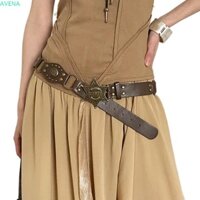 Dây thắt lưng cao bồi AVENA, Dây buộc bò cạp Y2k, Dây đeo cổ điển Khóa hợp kim có thể điều chỉnh thắt lưng khóa ngôi sao Trang trí quần jean