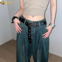 Dây thắt lưng Pu ZENPULSE, Dây thắt lưng khóa hình ngôi sao trang trí quần jean màu đen, Bạc hợp thời trang Y2k Trang trí quần hàng ngày