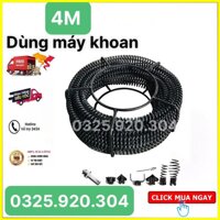 Dây thông cống 4m dùng máy khoan dài 4m dây phi 16, 6 đầu thông và 1 tay quay ,dây thông tắc ,dây lò xo, thông bồn cầu