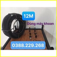 dây thông tắc cống 12M dùng máy khoan kèm phụ kiện , dây thông cống , dây thông tắc vệ sinh , thông bồn cầu , dây lò xo