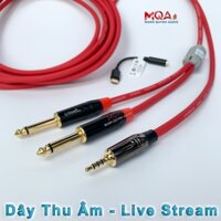 Dây Thu Âm, Live Stream 2RCA/6.5mm to 3.5mm vào Điện Thoại Chất Lượng Cao,Mạch Lọc Âm Thanh, Ferrites Chống Nhiễu Sôi Ù
