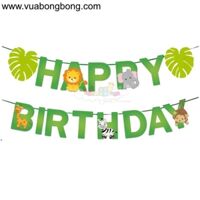 Dây treo banner Happy birthday rừng xanh