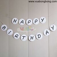Dây treo banner Happy Birthday trắng đen