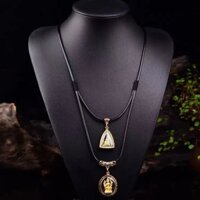 Dây treo bốn dây, dây sáp, mặt dây chuyền Phật Thái, bộ ba cặp, dây da 18, dây đeo cổ có thể điều chỉnh không cần giặt SVHG