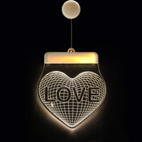 Dây Treo Đèn LED 3D Hình Cây Thông, Chuông Trang Trí Giáng Sinh, Noel, Năm Mới - CN-Trái tim