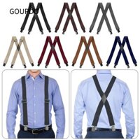 Dây treo nam GOUPDO, Dây đeo quần thun hình chữ X, Chất lượng cao 3,5cm rộng 4 kẹp dây đeo vai Unisex