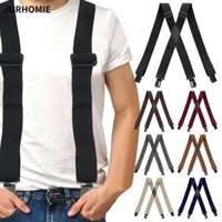 Dây treo nam JURHOMIE, 4 kẹp Dây đeo quần thun, Dây đeo quần rộng 3,5cm hình chữ X chất lượng cao Unisex