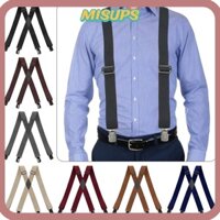 Dây treo nam MISUPS, Dây đeo quần thun hình chữ X, Chất lượng cao 4 kẹp Dây đeo vai rộng 3,5cm Unisex