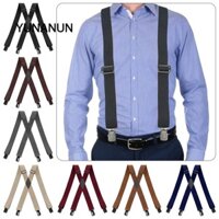 Dây treo nam YUNAUN, Dây đeo quần rộng 3,5cm co giãn, Chất lượng cao 4 kẹp Quần hình chữ X Móc treo Unisex