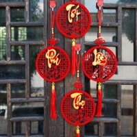 Dây Treo Trang Trí Tết May Mắn 2025 Khánh Tròn Nhung Đỏ Tết Phúc Lộc Thọ Dải Tết Liễng Tết Treo C