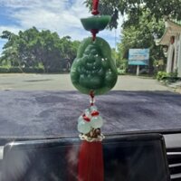 Dây Treo Xe Ô Tô Tượng Phật Di Lặc Màu Ngọc Bích , Phụ Kiện Xe Hơi Tượng Phật Di Lặc
