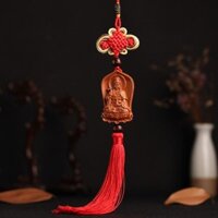 Dây Tua Rua Khánh Treo Xe Làm Bằng Gỗ Tượng Quan Thế Âm Bồ Tát