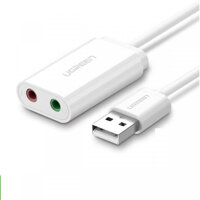 Dây USB 2.0 UGREEN US205 mở rộng sang đồng thời 2 cổng 3.5mm cho tai nghe  mic DISABLE - Hàng chính hãng - Trắng 30143