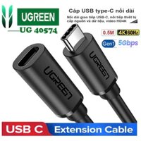Dây USB C nối dài Ugreen 40574 US312 (USB C 3.1 4K@60Hz PD 60W 5A, Male to FeMale 0,5M)