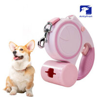 Dây xích chó có thể thu vào ANTYFRON có tay cầm tiện dụng Dây đai đi bộ ngoài trời cho chó không bị rối với đèn pin và túi đựng phân phối cho chó nhỏ vừa