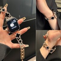 Dây Xích Cỏ Ba Lá Cho Dây Đeo Đồng Hồ 42mm 40mm 41mm 46mm 49mm 45mm 44mm 38mm 42mm Dây Đeo Kim Loại Vòng Tay Cho iWatch Series 10 9 8 7 6 5 SE 4 3 2 1 Ultra / Ultra 2 Dây Đeo Tay Accessorie