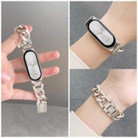 Dây Xích Kim Loại Dây Đeo Đồng Hồ Cho Xiaomi Mi Band 9 8 NFC Đồng Hồ Dây Thép Không Gỉ Sang Trọng Cho Xiaomi Mi 8 Dây Kim Loại Dây Đeo Tay Phụ Kiện