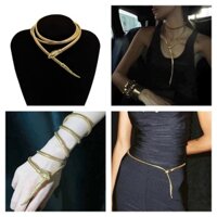 Dây Xích Kim Loại Hình Rắn Phối Lưới Màu Đỏ Cá Tính Gắn Thắt Lưng Áo Khoác / Váy