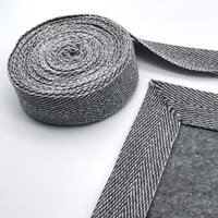 Dây xương cá vải cotton dán viền thảm handmade thêu xù thêu nổi, tulfting - Rug binding cotton tape - Màu đen 3cm