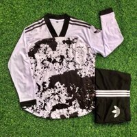 [DAZDT - TL03] in tên số áo - Bộ quần áo đá bóng dài tay cổ V *Da.s trắng đen - Bộ đá banh nam nữ thun lạnh cao cấp
