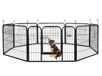DazzPet Dog Puppy Large Playpen Metal Fence with Door | Heavy Duty Pet Pen Outside Exercise RV Play Yard | Outdoor Indoor Courtyard Kennel Crate En...