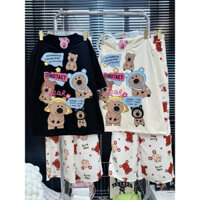 Đb 03 set đồ bộ tay ngắn quần dài nữa siêu dễ thương in hoạt hình. Áo Thun