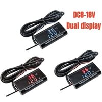 Dc 12V Nhiệt Độ Kỹ Thuật Số Vôn Kế Đồng Hồ Đo IPX6 Chống Thấm Nước Cho Thuyền Xe Máy 0.28 inch Màn Hình LED Volt Đồng Hồ Đo Điện Áp Pin