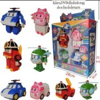 [DC14] Hộp 4 con biệt đội robocar poli biến hình thành robot, ô tô