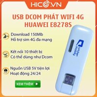 Dcom Phát wifi từ sim 3G 4G Huawei E8278 150Mb – USB phát wifi 3G 4G nhỏ gọn Hỗ trợ kết nối 10 thiết bị, dùng trên ô tô