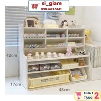 dd332 Kệ Gỗ để bàn MÀU TRẮNG Thanh lịch, (tặng kèm sticker) -1