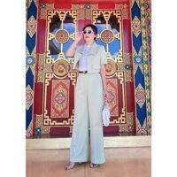 D'Davi - Quần ống rộng nữ dáng dài túi xéo chất chéo gân không nhăn màu xanh mint - QDCGXM23