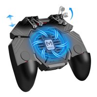 DDT Mobile Game Controller Gaming Grip Six-Finger Operation Upgraded Version Mobile Gaming Triggers with Cooling Fan L1R1 L2R2 Shoot and Aim Trigge...