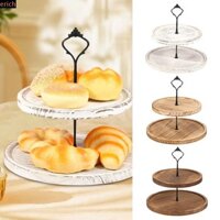 Đế bánh Cupcake bằng gỗ KOPIDA, Đĩa trái cây tầng tròn 2 / 3 lớp chắc chắn, Mộc mạc có tay cầm Kệ đựng bánh Cupcake có thể tháo rời trang trí Trà chiều