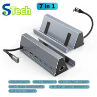 Đế cắm 7 trong 1 Giá đỡ điện thoại 1000M RJ45 Ethernet Hub USB C Loại 3 0 3.0 Dock Concentrator 4K HDMl cho máy tính xách tay Máy tính bảng