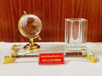 Đế cắm bút để bàn quả địa cầu mạ vàng