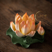 Đế cắm nhang hình hoa sen bằng gốm thủ thủ công cao cấp 10,3x10,2x5,2cm