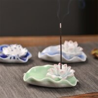 Đế cắm nhang sứ(GIÁ SỈ TỪ 5 CÁI) Đế cắm nhang hoa sen, chất liệu gốm sứ cao cấp