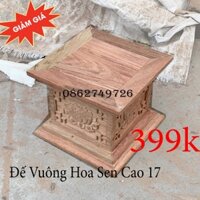 Đế Chiện Sen Kiểu Hộp Vuông Gỗ Hương Cao 17cm