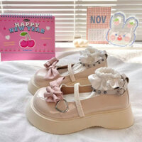 [Đế dày đế dày phong cách Nhật Bản lolita Mary Jane Giày da nhỏ] Nữ mùa xuân Phong cách mới Giày đơn nơ dễ thương