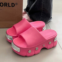 Đế Dày Tăng Chiều Cao Dép Nữ Mùa Hè Phong Cách Mới Influencer Ngoài Trời Mặc Đinh Tán Thời Trang Trong Nhà Bước Trên Shit Dép Dép