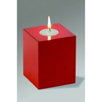 Đế đèn cầy vuông sơn mài màu đỏ, Qui cách 8x8x10 cm - DC-107