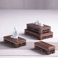 Đế gỗ, đôn gỗ gụ để chậu bonsai mini,tượng gốm, ấm trà,... vân trắng siêu đẹp