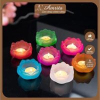 Đế Hoa Sen Lưu Ly _Nhiều Màu Để Đèn Cầy – đế nến hoa sen-Chân đèn thờ cúng- Chân đế nên hoa sen – Chân nến hoa lưu ly