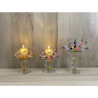 Đế hoa sen pha lê - chân nến pha lê để đèn cầy-Đế nến pha lê hoa sen