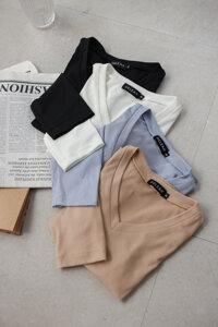 De Leah - Áo Body Cổ V - Xanh Dương - Xanh dương - XS