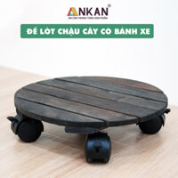 Đế Lót Chậu Cây Có Bánh Xe Thương Hiệu ANKAN, Kệ Để Chậu Cây Cảnh, Có Bánh Xe, Mặt Tròn Bằng Gỗ Tràm, Màu Đen Đường Kính 30 Cm, Tải Trọng 80kg, Thích Hợp Để Đặt Chậu Cây Trong Nhà, Ngoài Trời, Tiện Lợi Di Chuyển
