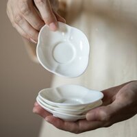 Đế lót ly bằng gốm sứ màu trắng ngọc bích, đế giữ tách trà, đệm cách nhiệt, phụ kiện bộ trà Kung Fu, đế lót ly